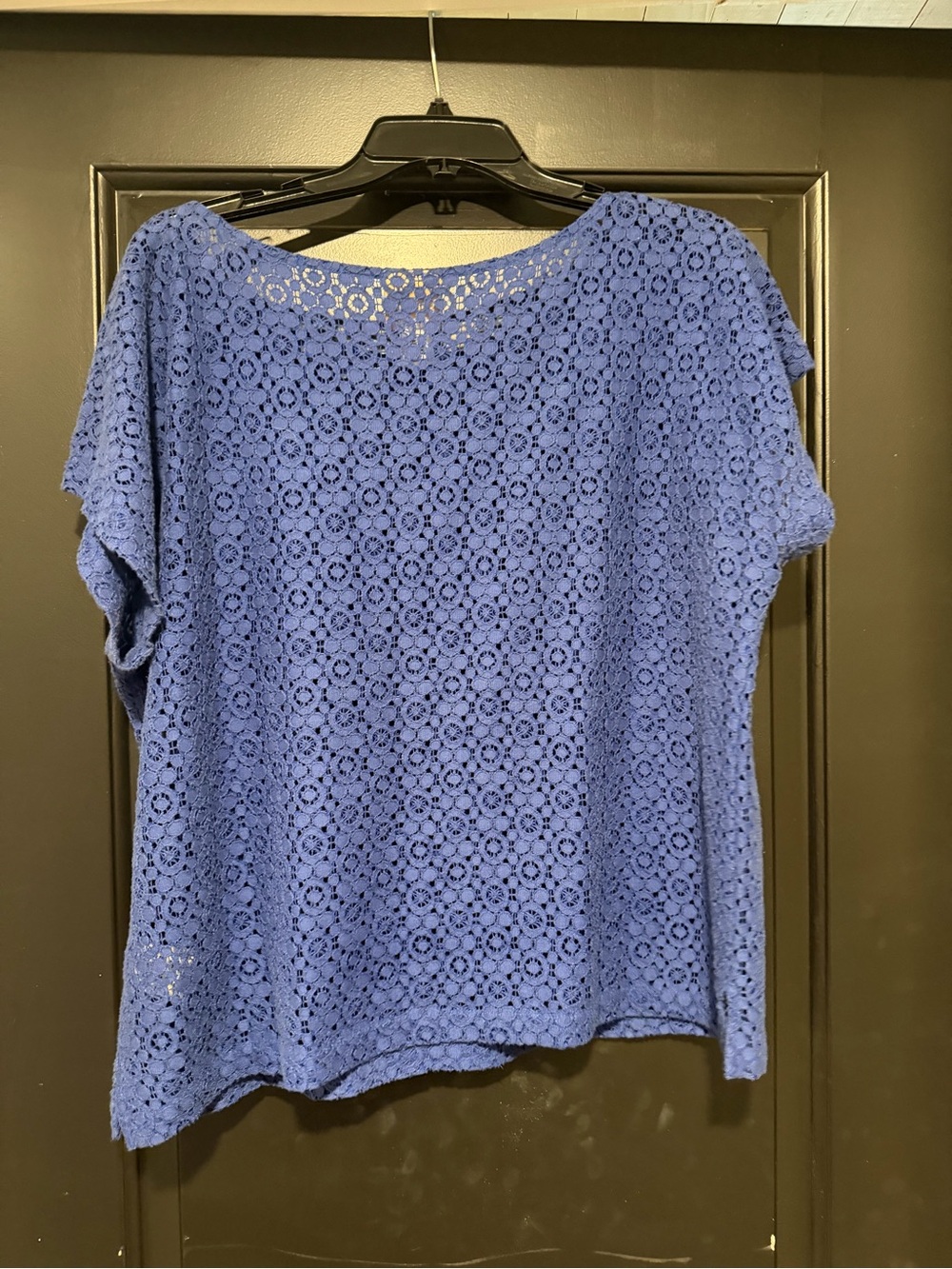 Ruby Rd. Crochet Lace Short Sleeve Tunic - Periwinkle Blue